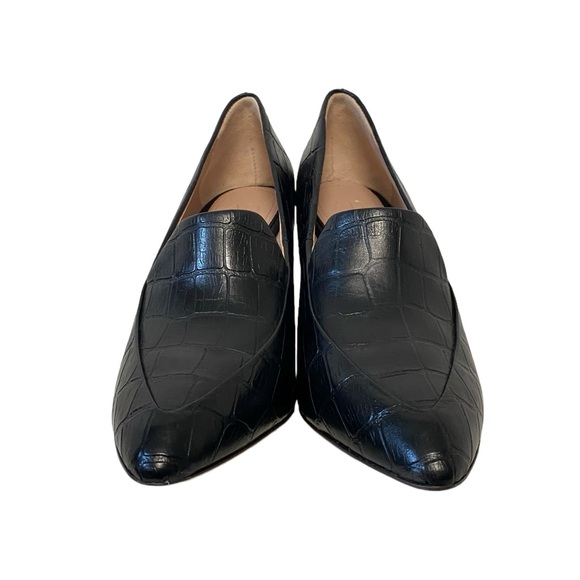 AD & Daughters Esmea Croc Printed Fall Preppy Chic Leather Pumps Black 7.5 - Picture 6 of 13